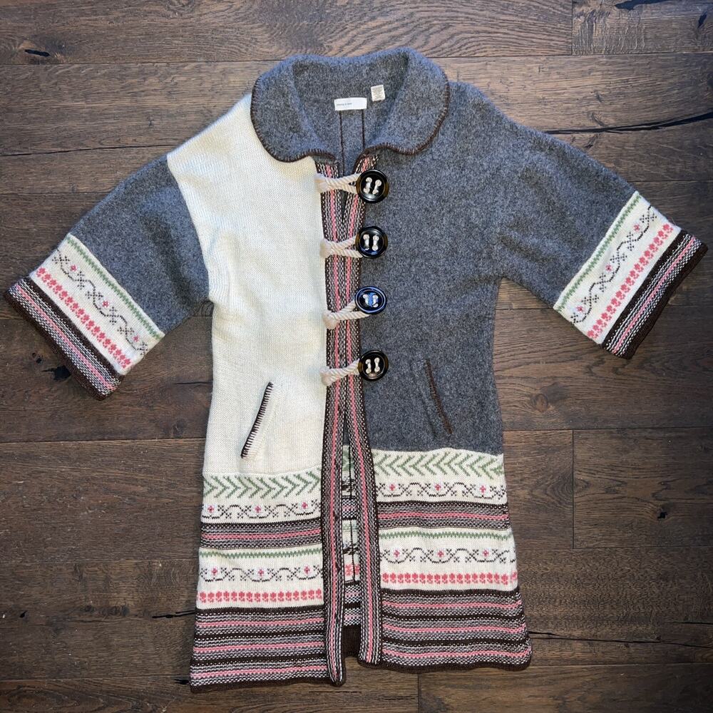 Anthropologie Sleeping On Snow MEDIUM Cardigan Alpaca/Wool Hippie Sweater Coat